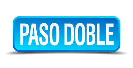 Paso doble blue 3d realistic square isolated button