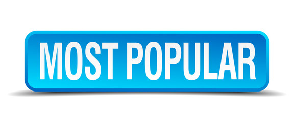 most popular blue 3d realistic square isolated button