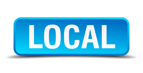 Local blue 3d realistic square isolated button
