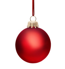 Rote Weihnachtskugel mit Band