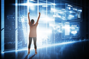 Composite image of cheering football fan