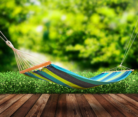 Relaxing on hammock in garden