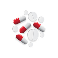 Pills isolated, realistic shapes, vector illustration