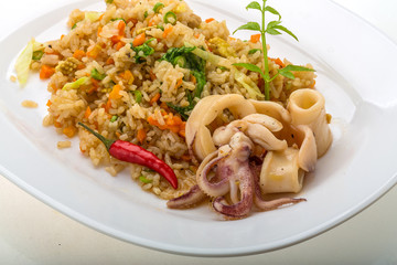 Fried rice with calamari