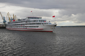 Fototapeta na wymiar Four-deck motor ship. Kazan, Tatarstan