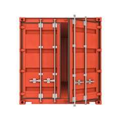 Open metal container isolated on white background