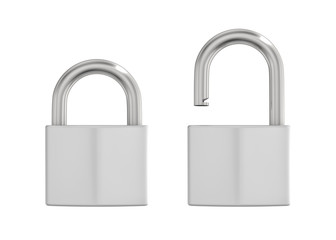 Illustration of locked and unlocked metal lock