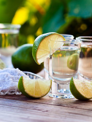 gold tequila with salt and lime