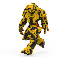 yellow robot walking