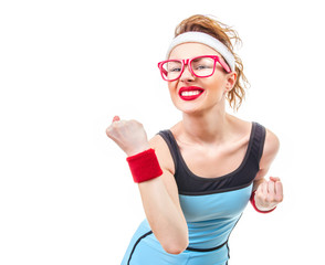 Funny fitness woman ready for gym