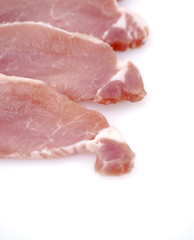 Piece of raw meat cut into steaks