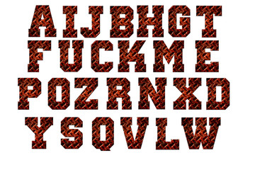 diamond plate alphabets from A to Z  isolated on white backgroun