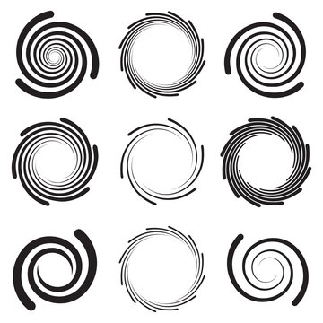 Optical art collection of spirals with rounded edges