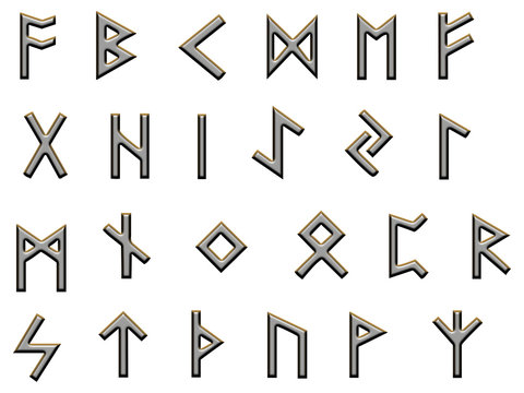 metallic runes illustration on white