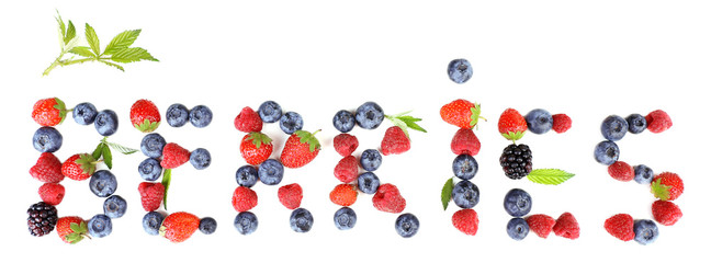 Ripe sweet different berries, isolated on white