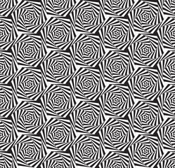 Seamless Op Art Hexagon Spiral Pattern Texture