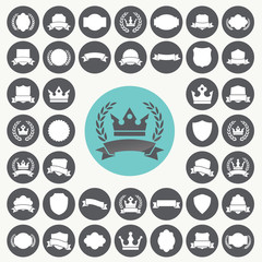 Heraldic elements icons set. Illustration eps10