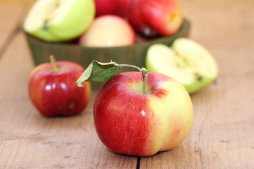 Apples on the wooden table