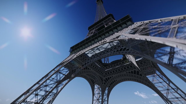 Airplane flying over the Eiffel Tower