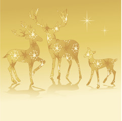 rendeer deer golden silhouette