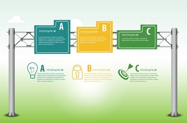 Highway sign infographic elements