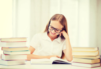 student girl studying at school