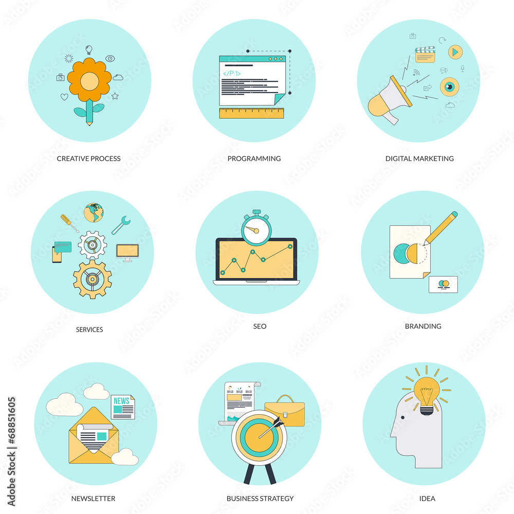 Canvas Prints set of flat line icons