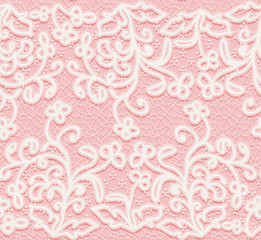 Seamless pink and white lace pattern.