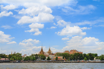Wat Phra Kaew and Grand Palace alongside Chao Phraya river