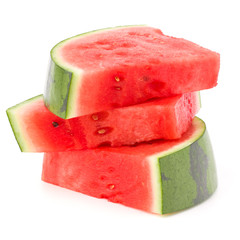 Sliced ripe watermelon isolated on white background cutout