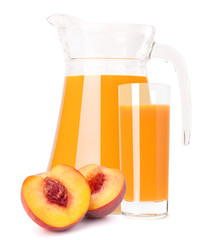 Peach fruit juice in glass jug
