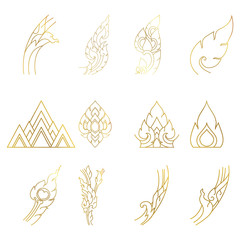 Vector illustration of flower set, line thai art