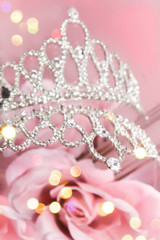 Glitter crown with pink roses