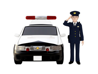 パトカーと警官 © sh240