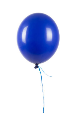 Single Blue Balloon Isolated On White