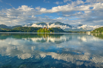 View on Lake Bled after rainy day