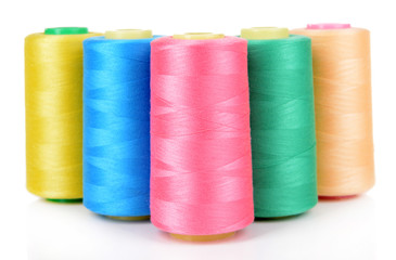Colorful skeins of thread isolated on white