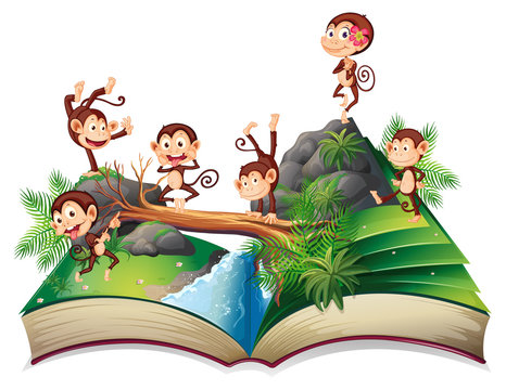 Pop-up book with monkeys