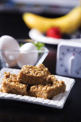 Vertical Peanut Butter Squares With Eggs and Fruits