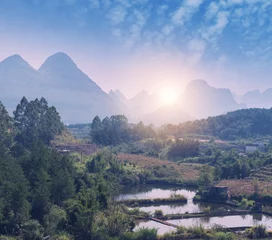 Fototapete Rund landscape in Yangshuo Guilin, China © xiaoliangge