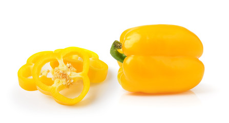 yellow pepper on white background