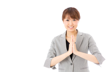 asian businesswoman on white background