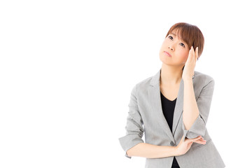 asian businesswoman on white background