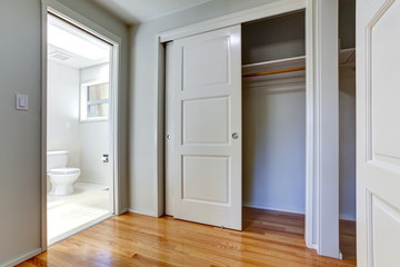 Empty house interior. View of closet and bathroom