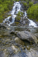 Naklejka na ściany i meble Flesana waterfall in Norway