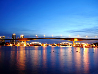 Fototapeta na wymiar Rama 9 bridge in Bangkok, Thailand travel