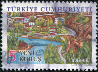stamp printed in Turkey shows Tunceli city