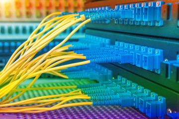Technology center with fiber optic equipment