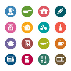 Fototapeta premium Kitchen Utensils and Appliances Color Icons