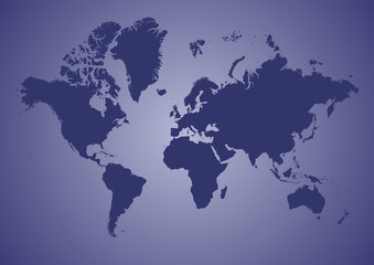 Dark Blue Map of the World - Contienents